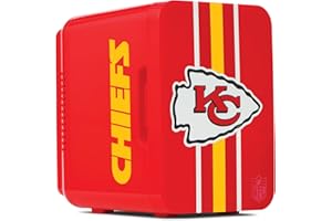 Ukonic NFL Kansas Chiefs 6-Can Mini Fridge – 4L Thermoelectric Cooler, AC/DC Powered, Portable, Team Logo, for Home, Car, Tailgates & Travel