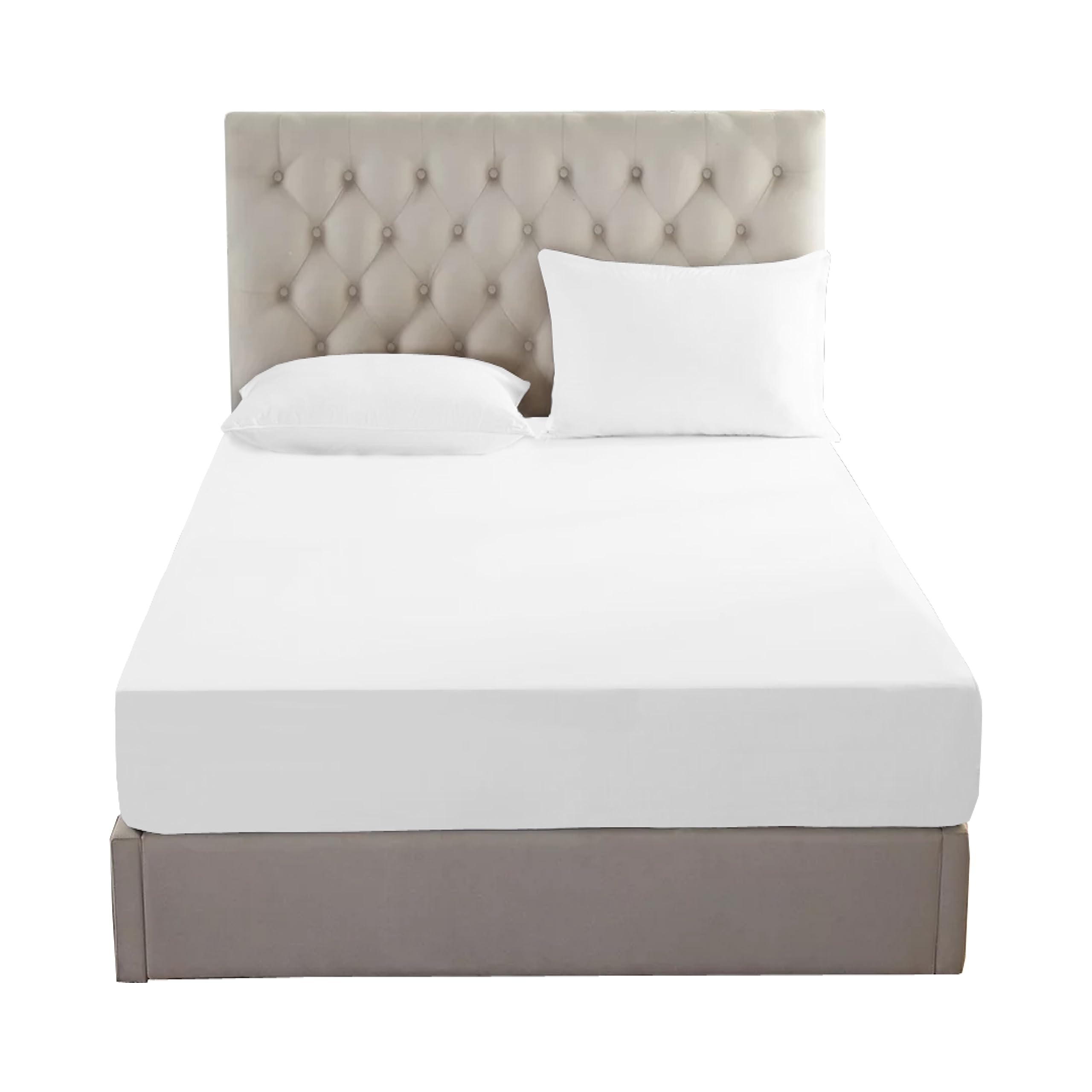 100% Egyptian Cotton 200 Threat Count Fitted Bed Sheets (4FT Small Double, White)