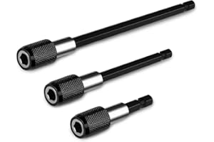 QWORK 3 Pcs 1/4 Inch Hex Shank Quick Release Bar Socket Screwdriver Bit Holder, Magnetic Extension Chuck Adapter set for Scre