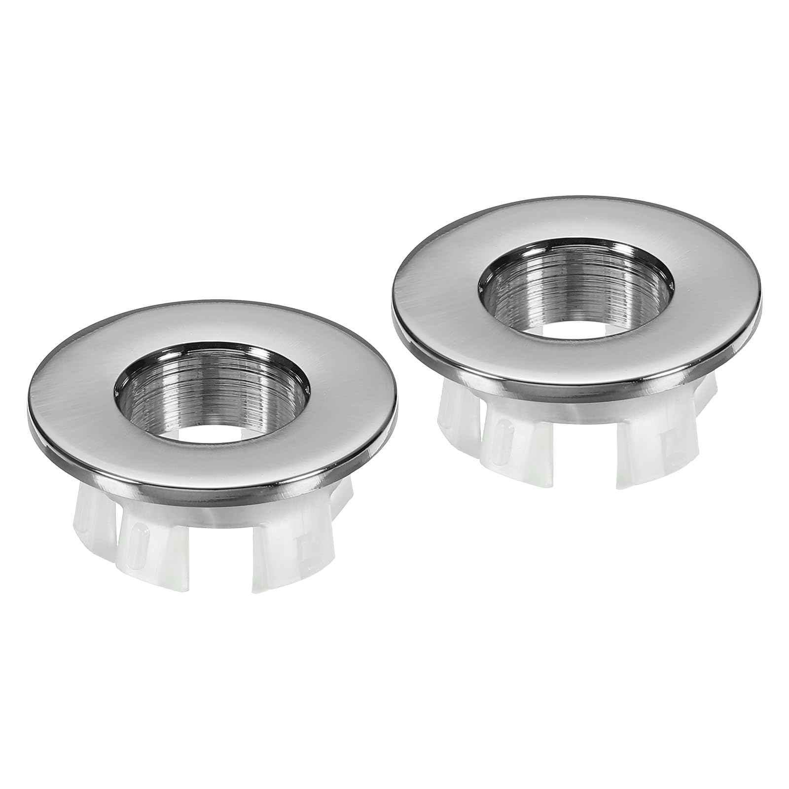 PATIKIL Overflow Ring, 2Pcs Sink Round Cover Basin Trim Brass Insert in Hole Round Caps for Kitchen Bathroom, Silver