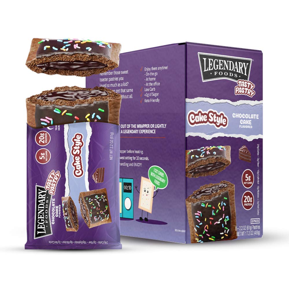 Legendary Foods New Cake Style Tasty Pastry | Low Carb | High Protein | Keto Friendly | No Sugar Added | Protein Snacks | On-The-Go Breakfast | Keto Food - Chocolate Cake (8pk)