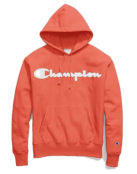 orange and white champion hoodie