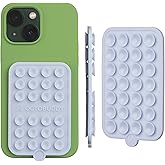 OCTOBUDDY Double - Silicone Double-Sided Suction Phone Case - Baby Blue | Detachable Mount - Hands-Free, Strong Grip Holder for Selfies &amp; Videos - iPhone &amp; Android Compatible - 2.5&Prime; x 3.75&Prime;