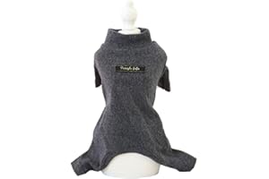 Hdwk&Hped Soft Cotton Dog Pajamas for All Seasons, Striped Pet Bottoming Jumpsuit for Small Dog Cat Puppy (#5, Solide Style - Dark Grey)