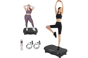 OKATOPGEAKO Whole Body Vibration Plate Exercise Machine – Power Vibrating Plate for Lymphatic Drainage Weight Loss, Shake Plate Exercise Platform with Touch Screen & Resistance Bands, Equipment for Women Men