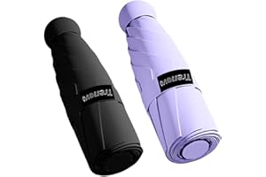 Trenovo Travel Mini Folding Compact Umbrella with Case, 8 Ribs Lightweight Portable, Small Sun & Rain Pocket Umbrella for Girls and Women