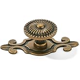 khtumeware 4 Pack Antique Brass Cabinet knobs Solid Heavy-Duty Vintage Retro Mushroom Drawer Knobs with Backplate Door Drawer Handles for Dresser Drawers Bi-Fold Door Knob