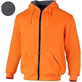 VENDACE Hi Vis Hoodie for Men Sherpa Fleece Lined Safety Sweatshirt Fleece Hoodie Zipper Construction Work Jacket Sweater