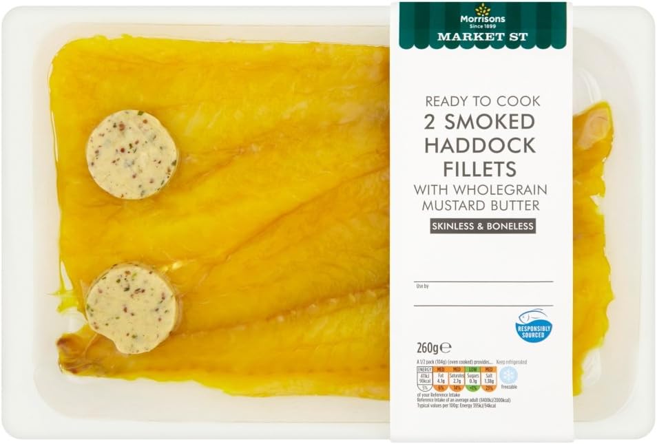 Morrisons Smoked Haddock Portions With Wholegrain Mustard Butter,260g Amazon.co.uk Grocery