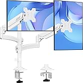 Dual Monitor Stand Holds 4.4-22 lbs Each, Dual Monitor Arm for 2 Monitors, Height Adjustable Computer Desk Mount for Max 32 inch Screens, VESA Mount with C-clamp & Grommet Base, Freelift White