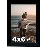 KINLINK 4x6 Picture Frame Black Set of 1, Wooden Photo Frame with Plexiglass for 4x6 without Mat for Table and Wall Display