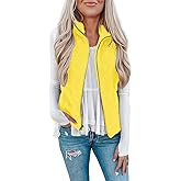 LOMON Womens Fuzzy Sherpa Fleece Jacket Lightweight Vest Cozy Sleeveless Cardigan Zipper Waistcoat Outerwear with Pocket