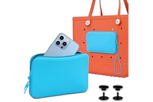 Muswelf New Enlarged Silicone Phone Holder for Bogg Bag, Waterproof Accessory for Bogg Bag with Zipper and Lanyard, Beach Bag Accessories Compatible with Phone Pro Max, Blue