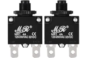 uxcell 2Pcs Thermal Overload Protector AC 125/250V 4A Push Button Reset Circuit Breaker