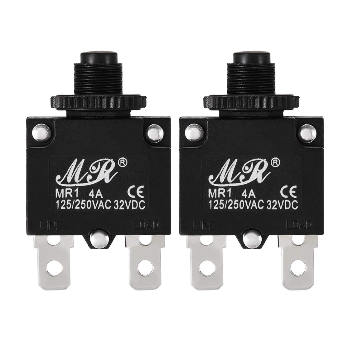 Sourcingmap 2Pcs Thermal Overload Protector AC 125/250V 4A Push Button Reset Circuit Breaker