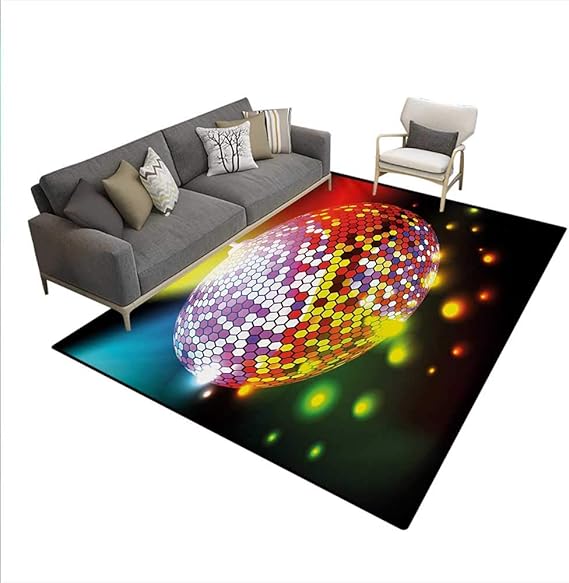 Carpet,Vibrant Colorful Disco Ball Celebration