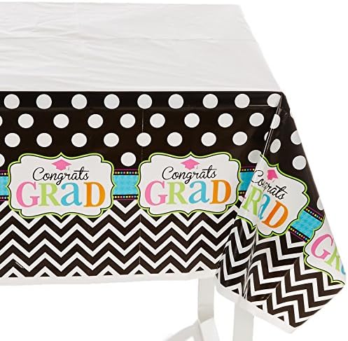 amscan Dream Big Tablecover Graduation Party Tableware, Plastic, 54" x 84", Pack of 3.