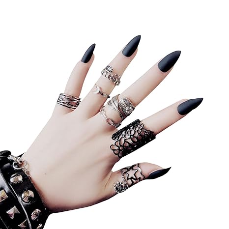 Milya Kunstnägel mit Kleber in 10 Größen, 24 Stück, Nail Tips Nagelaufkleber Kunst Nagelspitzen zum Aufkleben Selbstklebende,