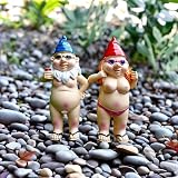 Renyigou 2Pcs Garden Gnomes Naughty Couple Nude Resin Dwarf Statues view 7