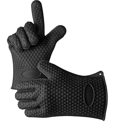 Coohole New Kitchen Heat Resistant Silicone Glove Oven Pot Holder Baking BBQ Cooking Mitt (Black)