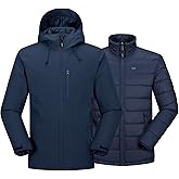 33,000ft Men's Waterproof 3-in-1 Ski Jacket, Warm Mountain Windbreaker Snow Rain Jackets Winter Coat with Puffer Jacket