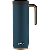Ello Magnet 18oz Vacuum Insulated Stainless Steel Travel Mug with Side Handle and Leak-Proof Slider Lid and Built-in Coaster, Keeps Hot for 5 Hours
