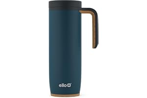 Ello Magnet Vacuum Insulated Stainless Steel Travel Mug with Leak-Proof Sealing Slider Lid, 18 oz, Poseidon