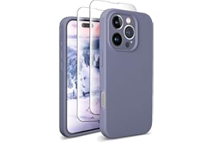 SUW Compatible with iPhone 16 Pro Max Case, [Compatible with MagSafe] 6.9" Silicone Case with[2 Screen Protectors][Full Camera Protection],Soft Anti-Scratch Microfiber Lining Inside, Lavender Gray