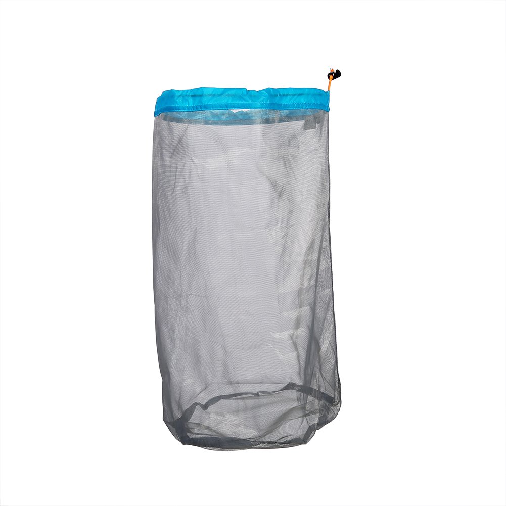 Drawstring Mesh Bag Nylon Mesh Storage Bag for Camping Hiking (XL-Blue)