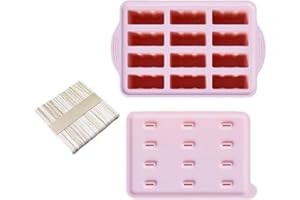 Generic Popsicle Mould 12 Cavities Ice Making Tool DIY Kitchen Reusable Silicone Ice Cream Mould(pink)