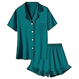 Umeyda Girls Satin Pajamas Set Button Down 2 Piece