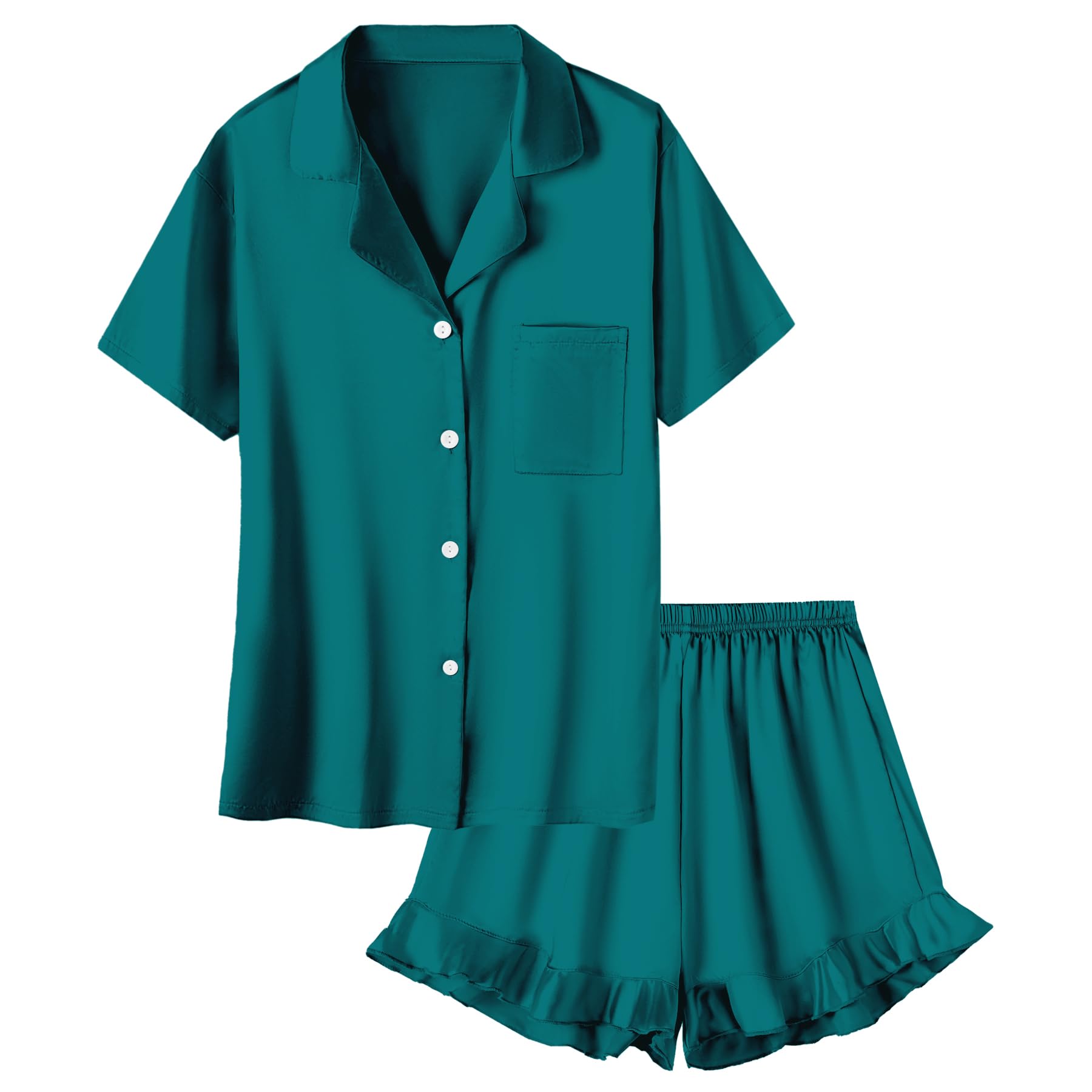 Umeyda Girls Satin Pajamas Set Button Down 2 Piece