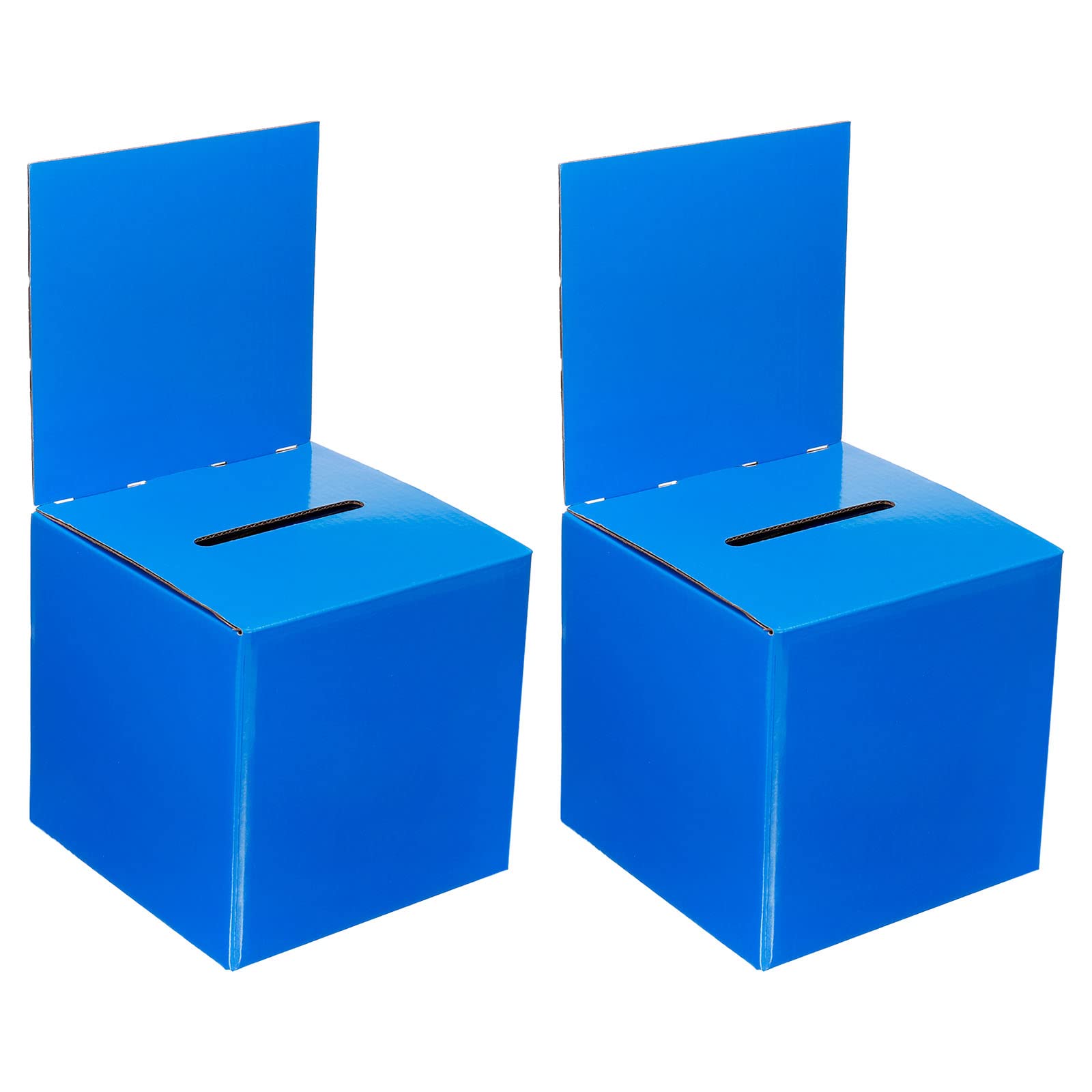PATIKIL Cardboard Suggestion Box, 2 Pcs 6"x6"x6" Ballot Box with Removable Header Board Raffle Box for Suggestion, Collection, Tip, Donate, Voting, Blue