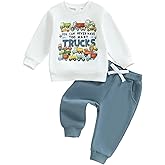 WZTYYDS Toddler Baby Boy Clothes Set Truck Letter Print Crew Neck Long Sleeve Sweatshirt Elastic Pants 2Pcs Fall Outfits