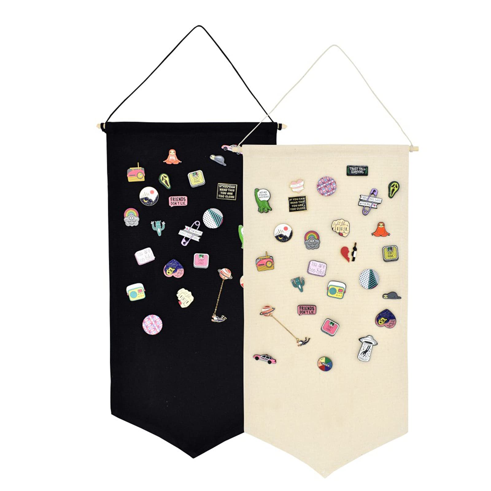 Nicoone 2PCS Wall Hanging Brooch Pin Jewelry Organizer Display Case Pennant Banner for Enamel Lapel Badge Collection