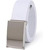 AWAYTR Boys Canvas Web Belts - Adjustable School Uniform Youth Belt Kids Golf Belt with Silver Flip-Top Buckle