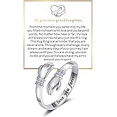 To My Granddaughter Hug Ring From Grandma, Adjustable Hope Rings Inspirational Stainless Steel Engraved With Always With You Message for Women Jewelry Gift for Her Birthday Christmas Non Tarnish