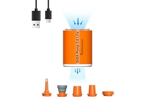 GIGA PUMP Portable Air Pump for Inflatables, 4kPa Mini Air Mattress Pump with Camping Light, 1300mah Battery Rechargeable Pump Inflator/Deflator for Swimming Rings, Air Mattress, Pool Float, Vacuum Bags