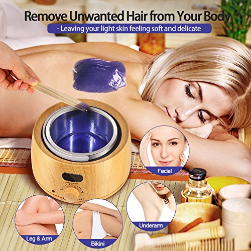 Wax Warmer Waxing Kit - Aldom - Digital LCD Display Hair Removal Wax Pot with Precision Temperature Control (110°F - 276°F), 4-Flavor Wax Beans and 20 Wax Applicator Stickers for Professional Beauty