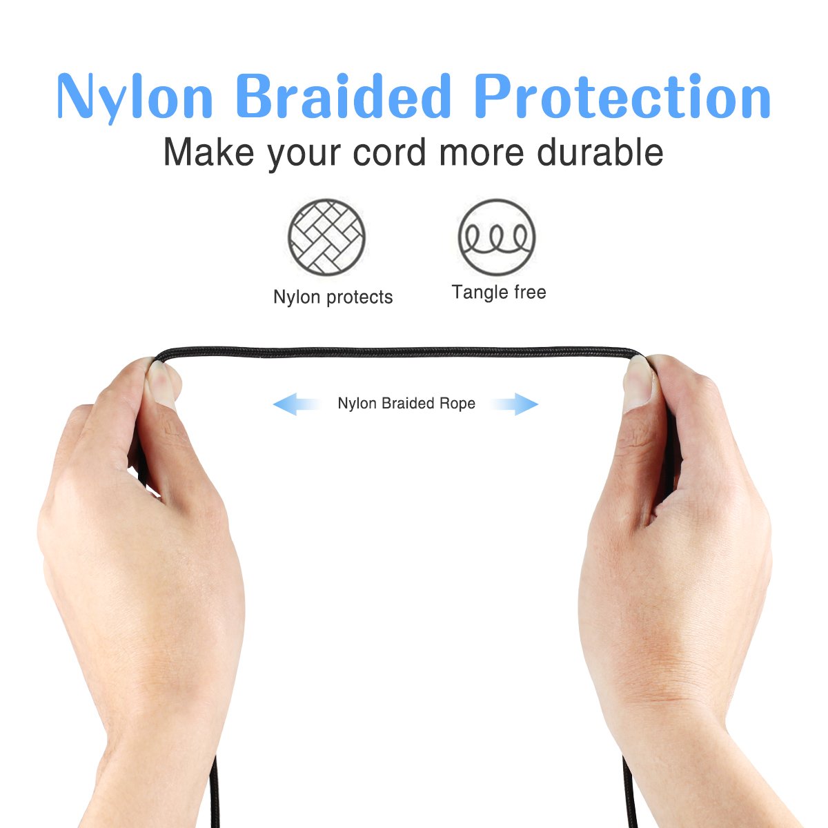 JUNING Lightning Cable Nylon Braided iPhone Charger Cord 5Pack 2x1FT/1x3.3FT/2x6FT Fast Charging, Lightning Connector to Data Syncing, Compatible with iPhone X/8/8P/7/7P/6P/6s/6s+/5/5s/SE, iPad(Black)