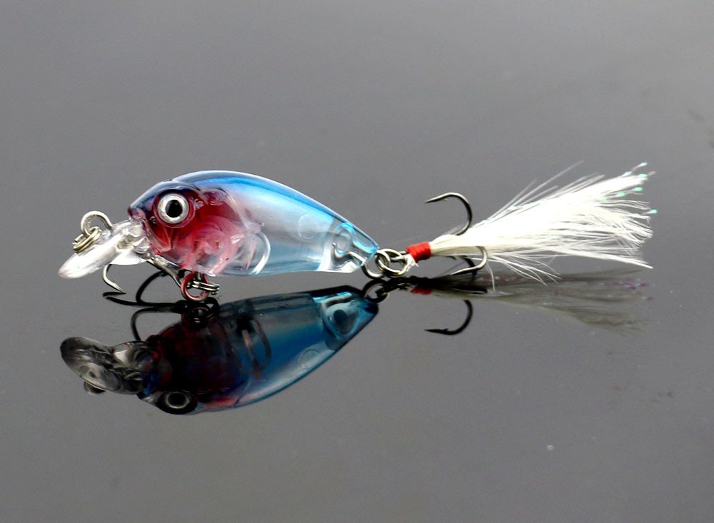 CENPEK 5pcs Luya Bait 4.5cm/4g Micro-submersible Hard Bait Blood Tank Hook with Tail Feathers Artificial Bait Bionic Fake Bait