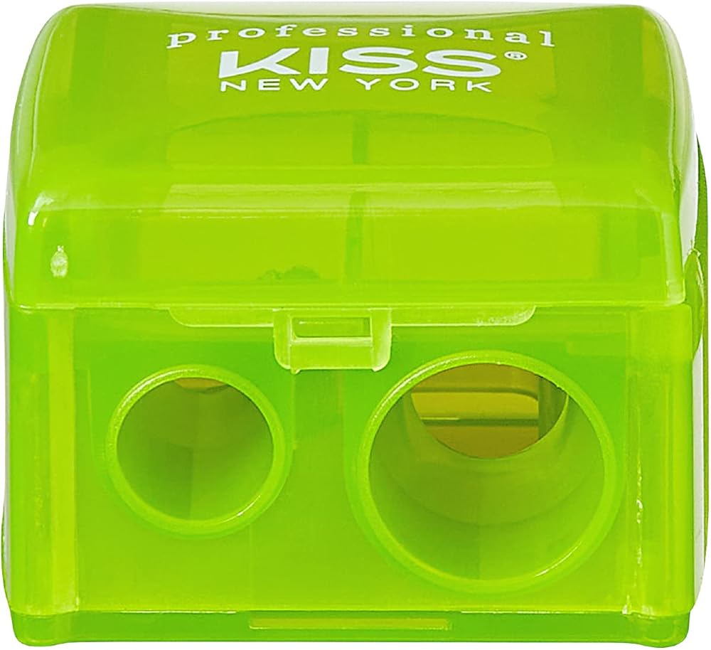 KISS NEW YORK Professional Duo Pencil Sharpener, Convenient, Essential Tool for Eye Liner, Lip Liner, Sharpens, Easy to Clean