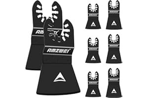 AMZWEI 8PCS Oscillating Tool Scraper Blades,HCS Caulk Remover Tool Blades for Vinyl Flooring,Paint,Carpet,Tile Adhesives, Compatible with Dewalt Milwaukee Dremel, Ryobi, Rockwell