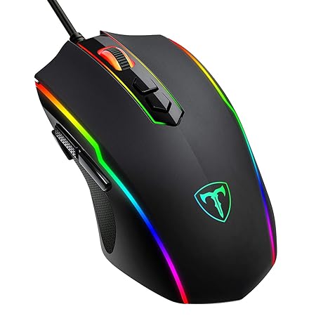 Holife Gaming Maus, 7200 DPI PC Maus mit RGB Beleuchtung/ 8 Programmierbaren Tasten/Feuer Tasten Optischer Sensor Wired Gamin