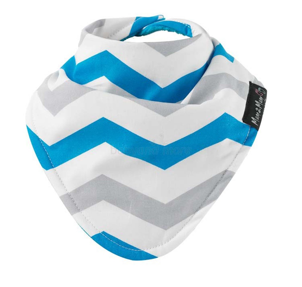 Mum2Mum BANDANA Reversible Bib - Fashion Teal/Grey Chevrons - Super Absorbent - Protects Against Eczema - 3 Unique Layers