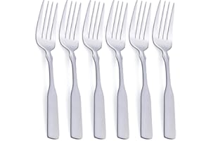 FULLYWARE Dinner Fork, Stainless Steel 7.6” Heavy Duty Fork Silverware, Metal Fork Cutlery Set, 6-Piece