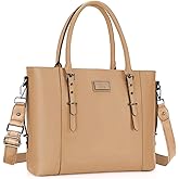 MOSISO PU Leather Laptop Tote Bag for Women, Waterproof Large Capacity Business Work Briefcase Shoulder Laptop Bag