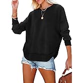 EVALESS Sweatshirt for Women Crewneck Long Sleeve Side Split Tops Casual Solid Color Loose Pullover Shirts 2025 Clothes