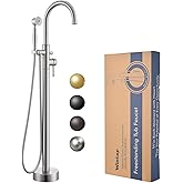 Free Standing Tub Faucet, Wintap Classic Freestanding Bathtub Faucet with Sprayer Brass Elegant Floor Mount Bath Faucets High Flow Roman Tub Filler, Brushed Nickel (WT-3311BN)
