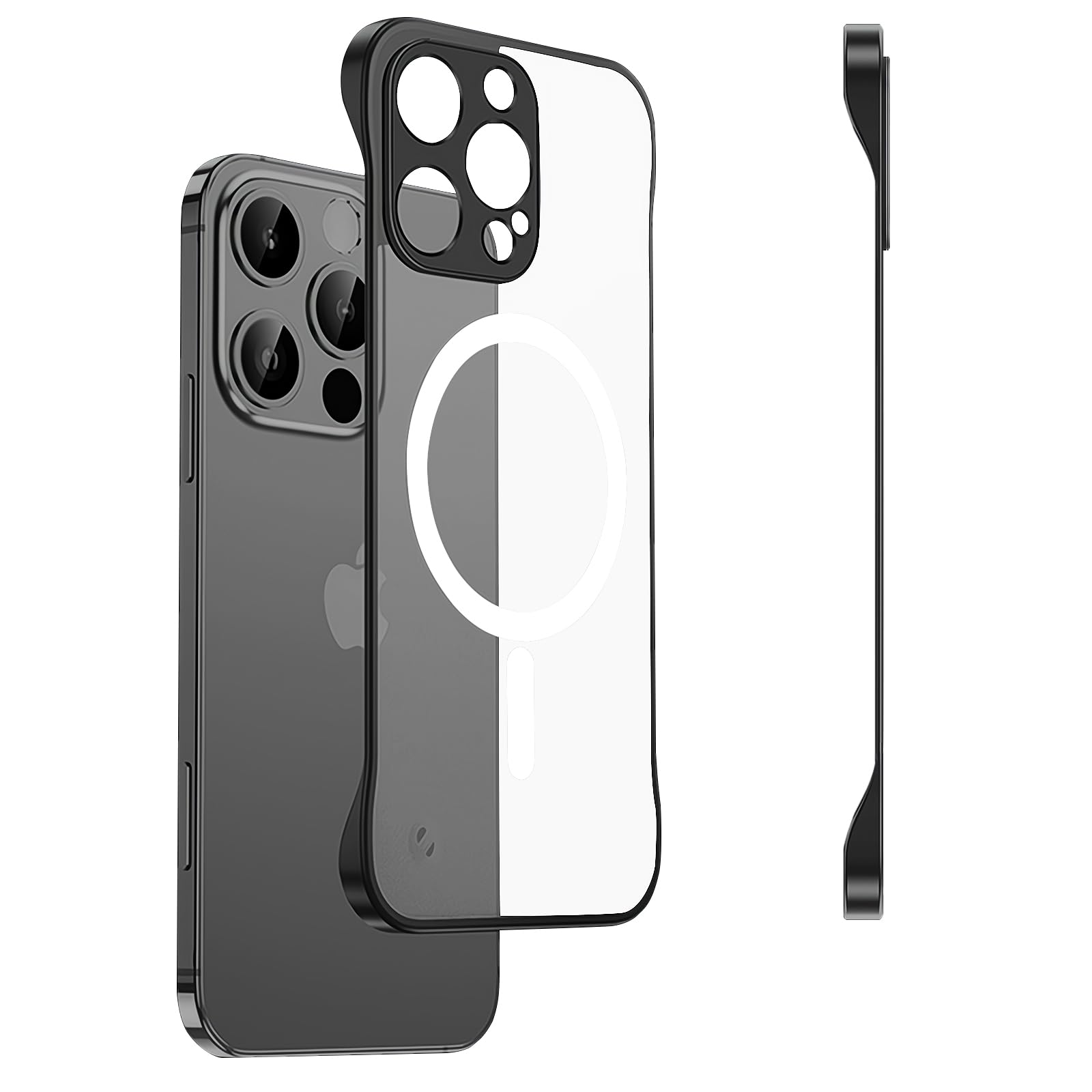 CLEELIVVY Slim Case for iPhone 15 Pro Max, 1.9mm Minimalist Phone Case Compatible with MagSafe (38 Magnets), Thin Light Translucent (Basalt Black, iPhone 15 Pro Max)
